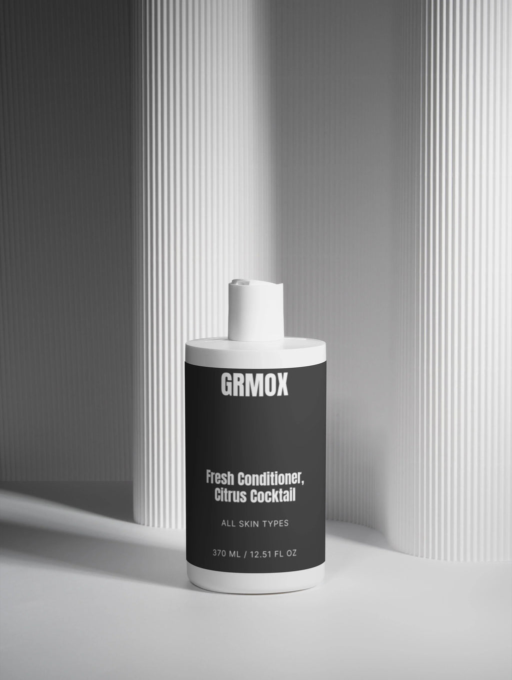 GRMOX Fresh Conditioner Citrus Cocktail for all skin types, 370ml bottle on minimalist background