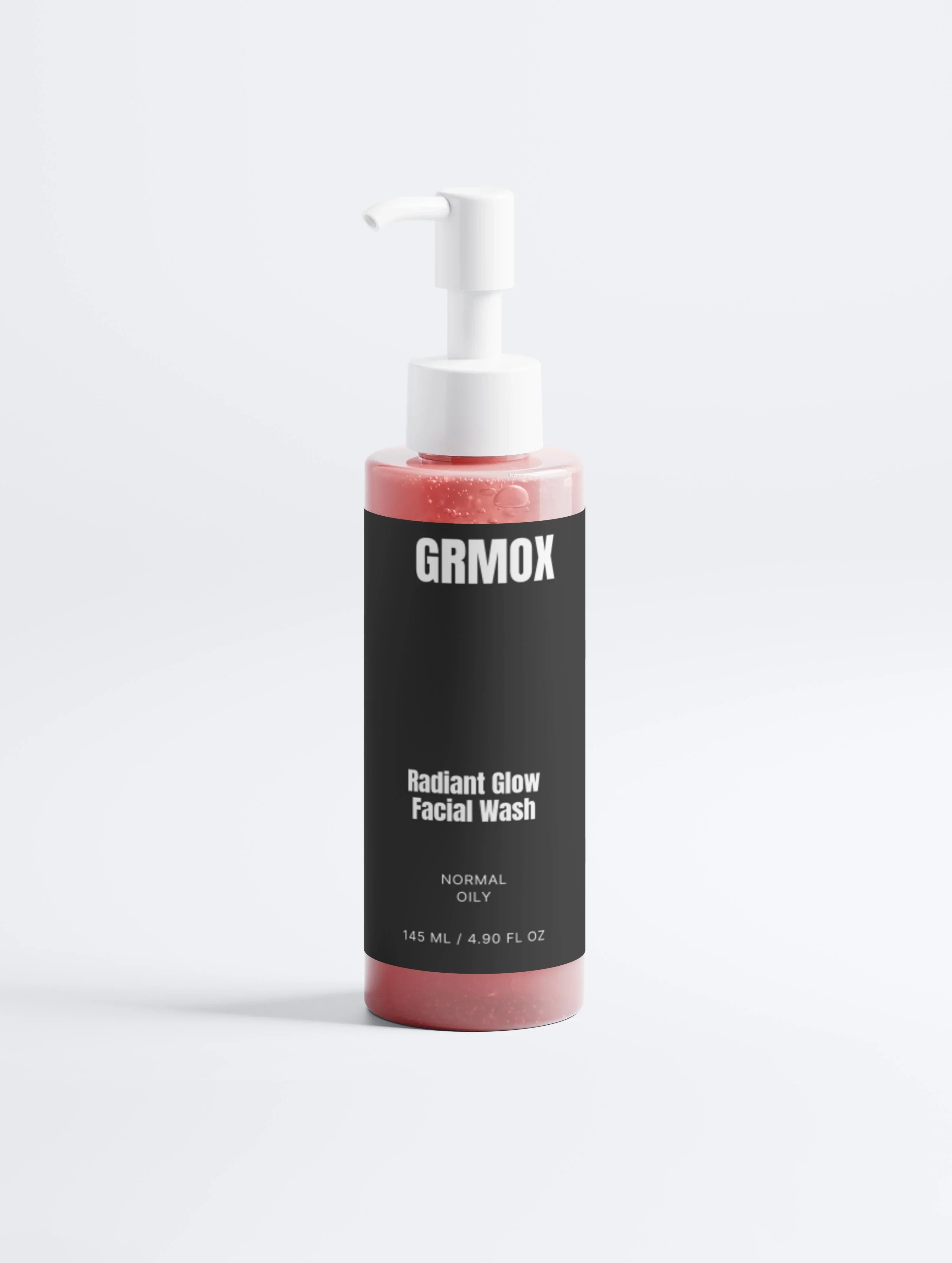 GRMOX Radiant Glow Facial Wash for normal to oily skin, 145ml pump bottle with pink cleanser