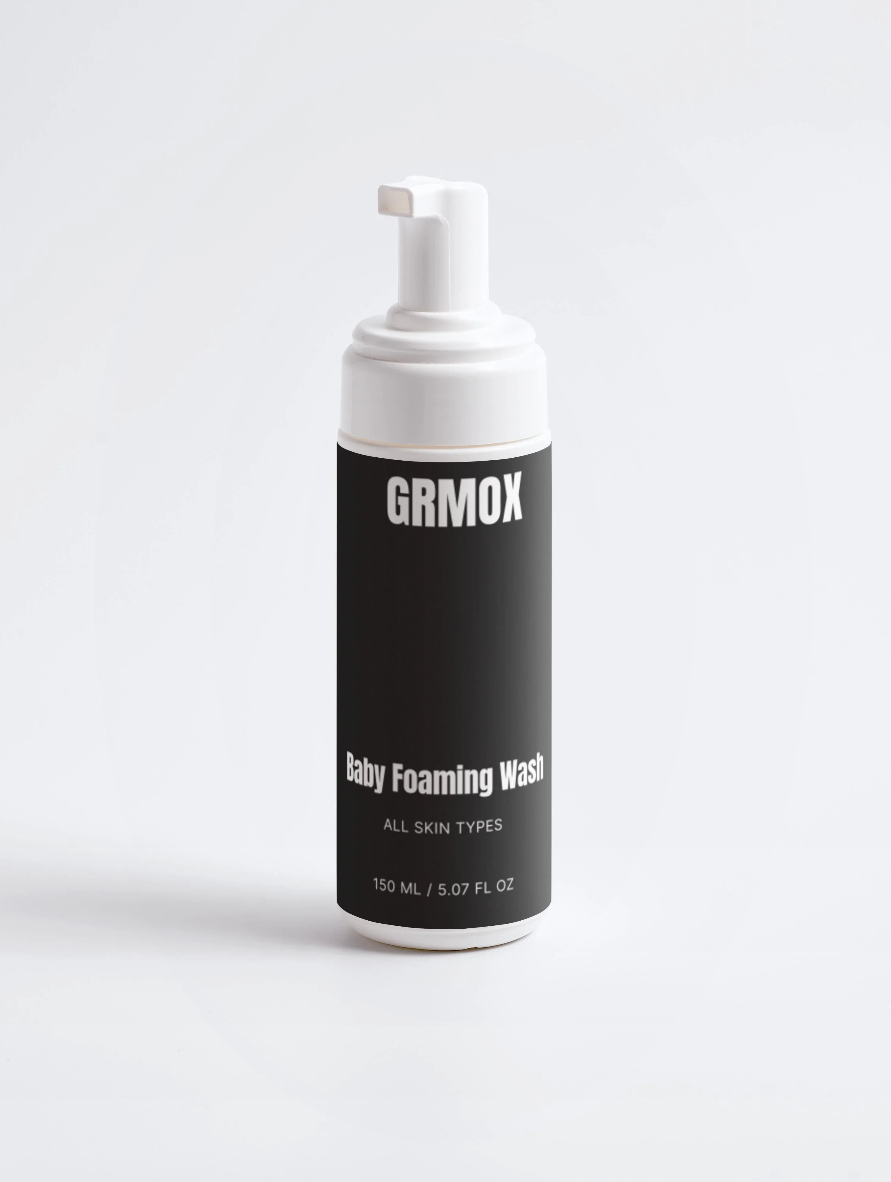 GRMOX Baby Foaming Wash for all skin types, 150ml pump bottle on white background