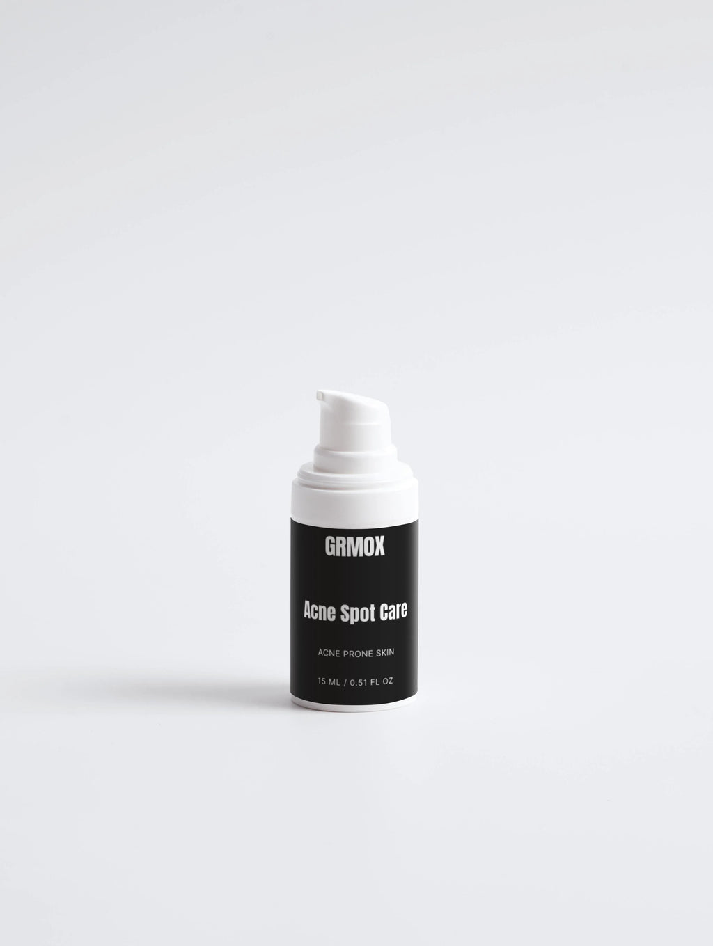 GRMOX Acne Spot Care for acne prone skin, 15ml pump bottle on white background