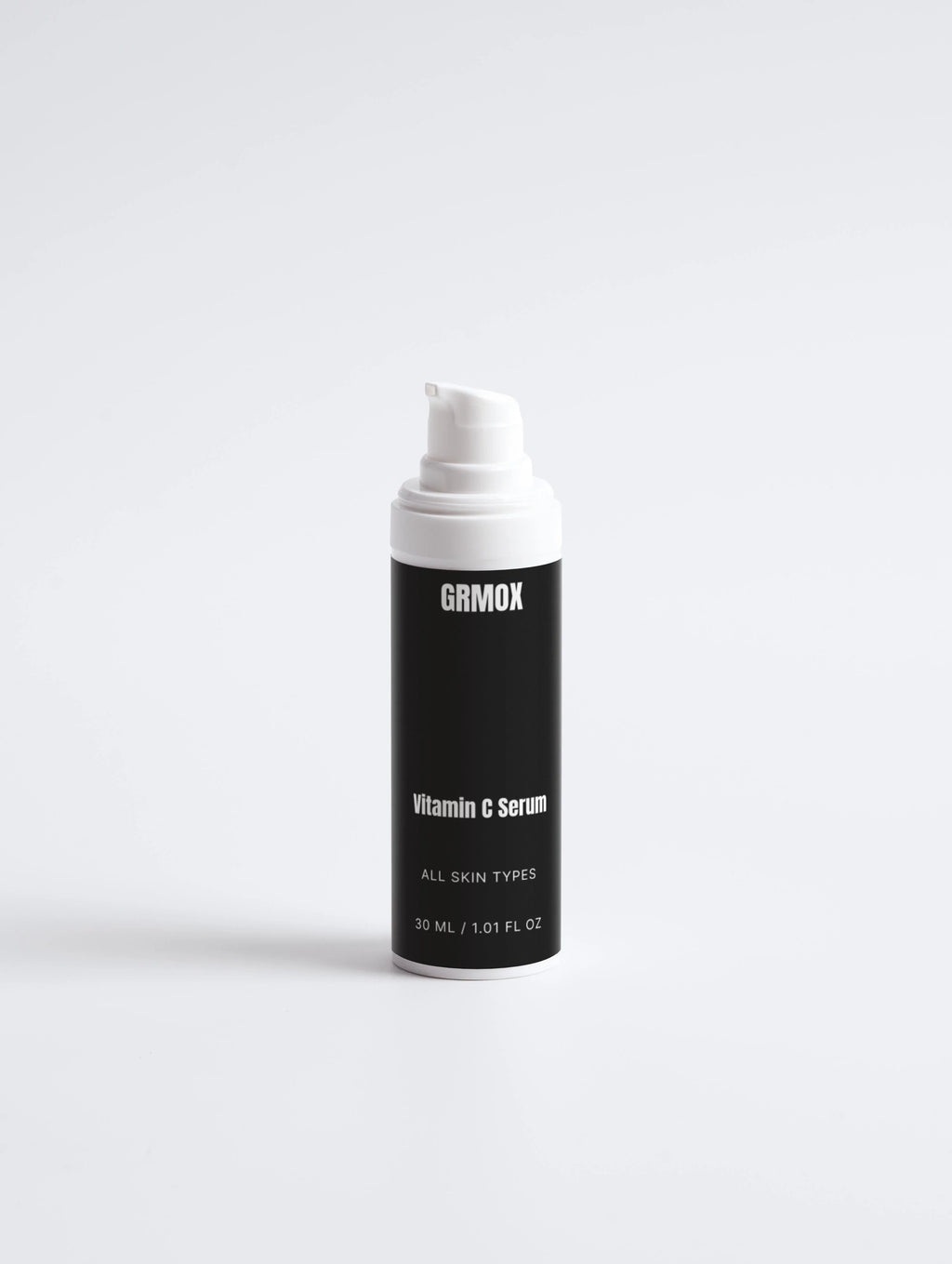 GRMOX Vitamin C Serum for all skin types, 30ml bottle with white pump on clean background