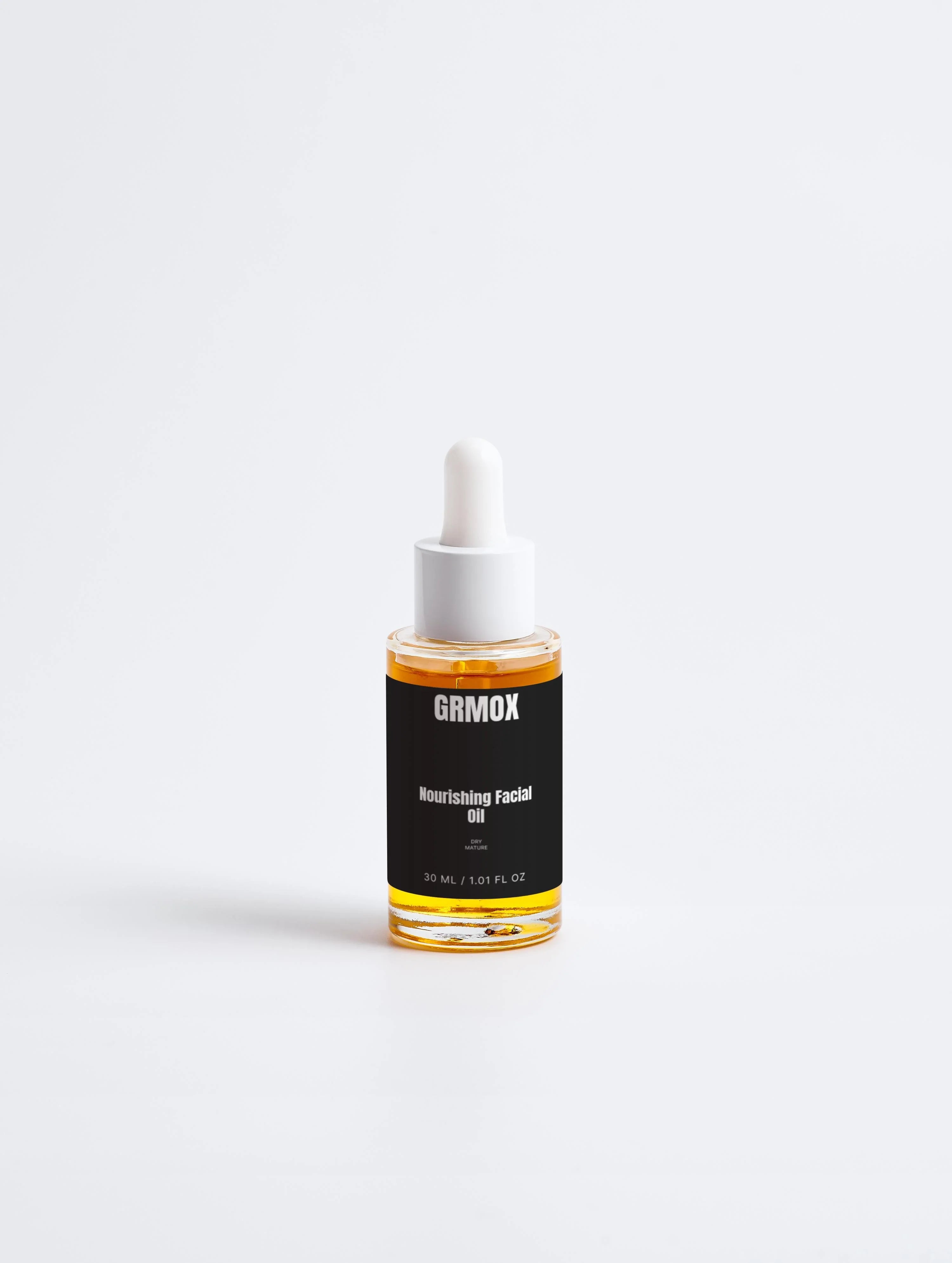 GRMOX Nourishing Facial Oil for dry mature skin, 30ml bottle with dropper, golden serum