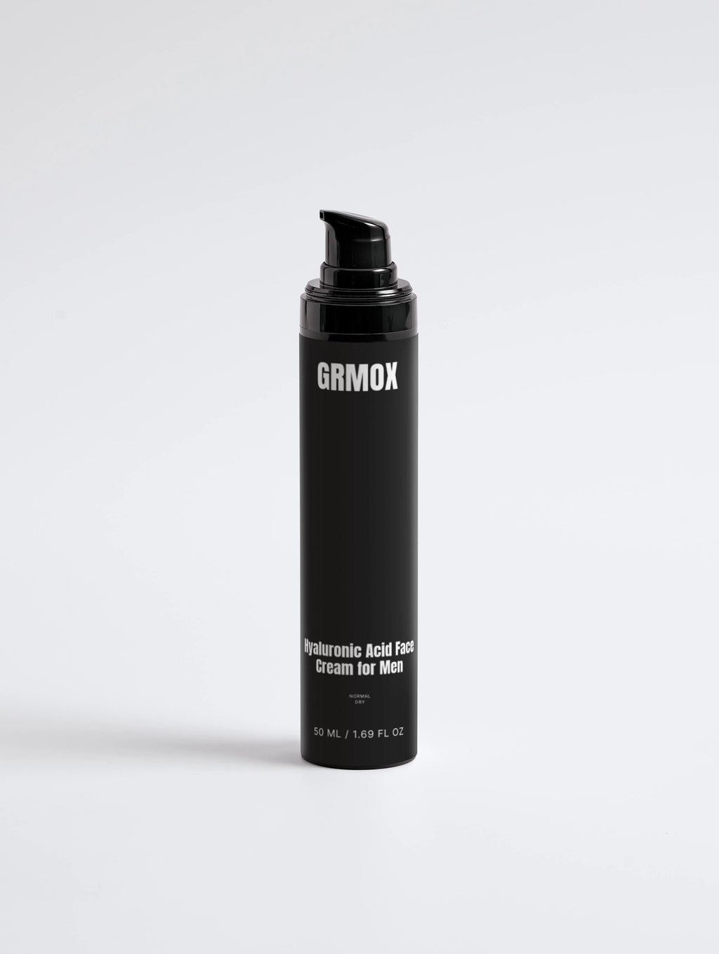 GRMOX Hyaluronic Acid Face Cream for Men, 50ml black pump bottle for normal to dry skin