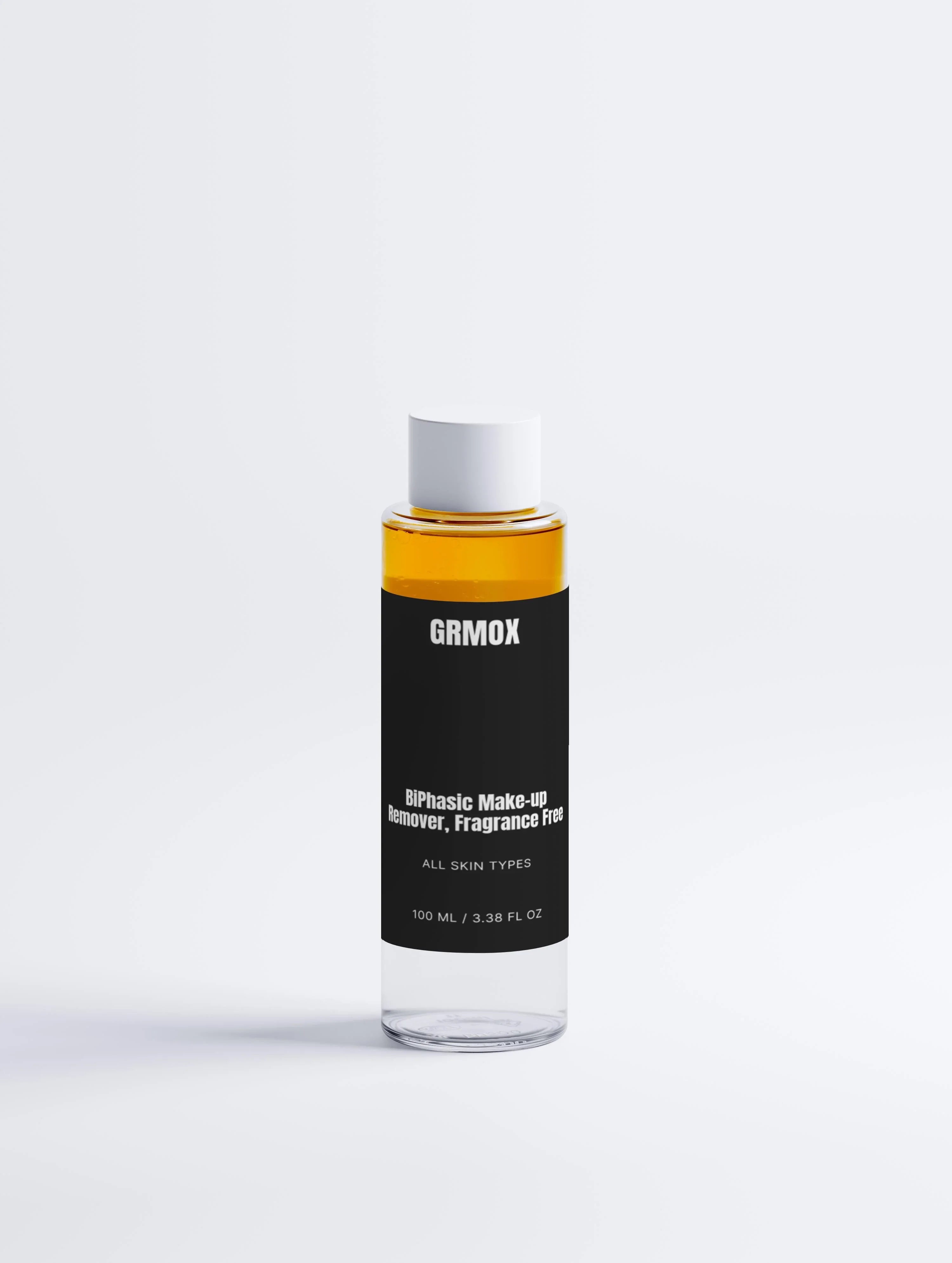GRMOX biphasic makeup remover, fragrance-free, for all skin types, 100ml bottle