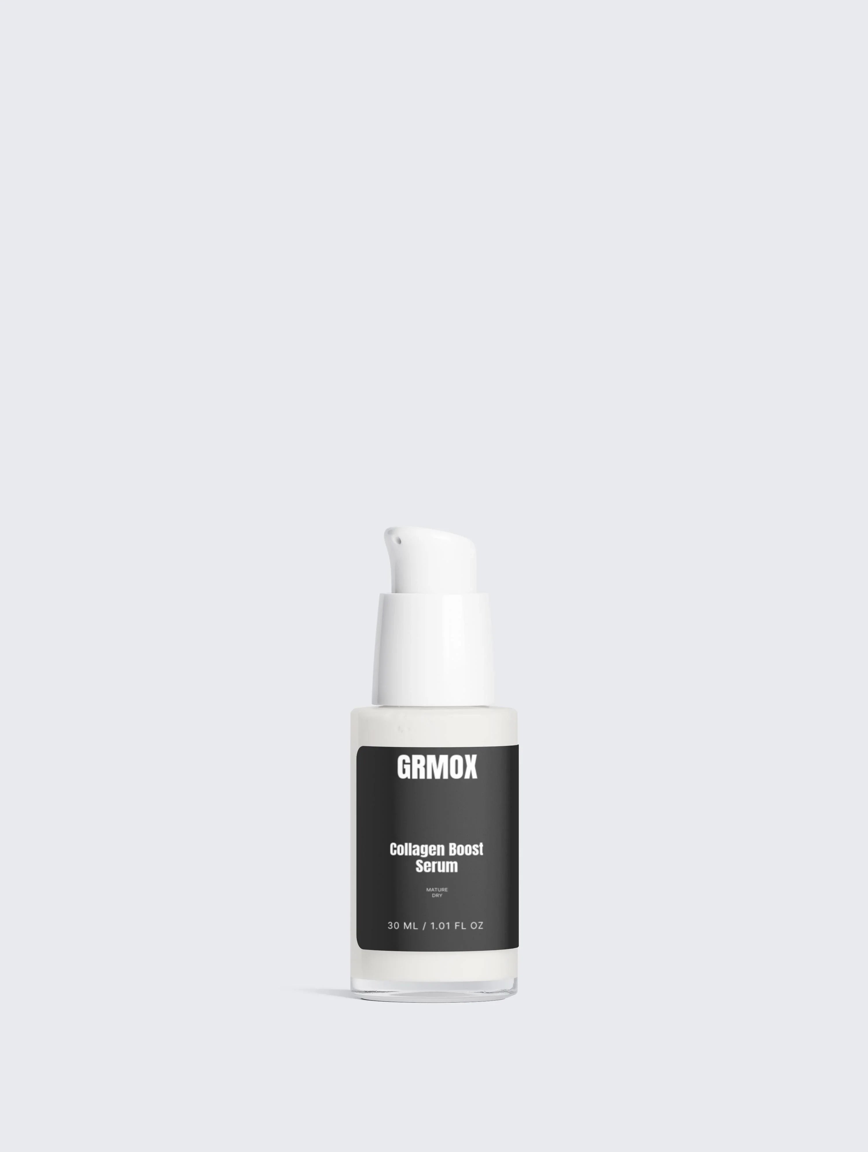 GRMOX Collagen Boost Serum for mature dry skin, 30ml facial treatment in sleek white bottle