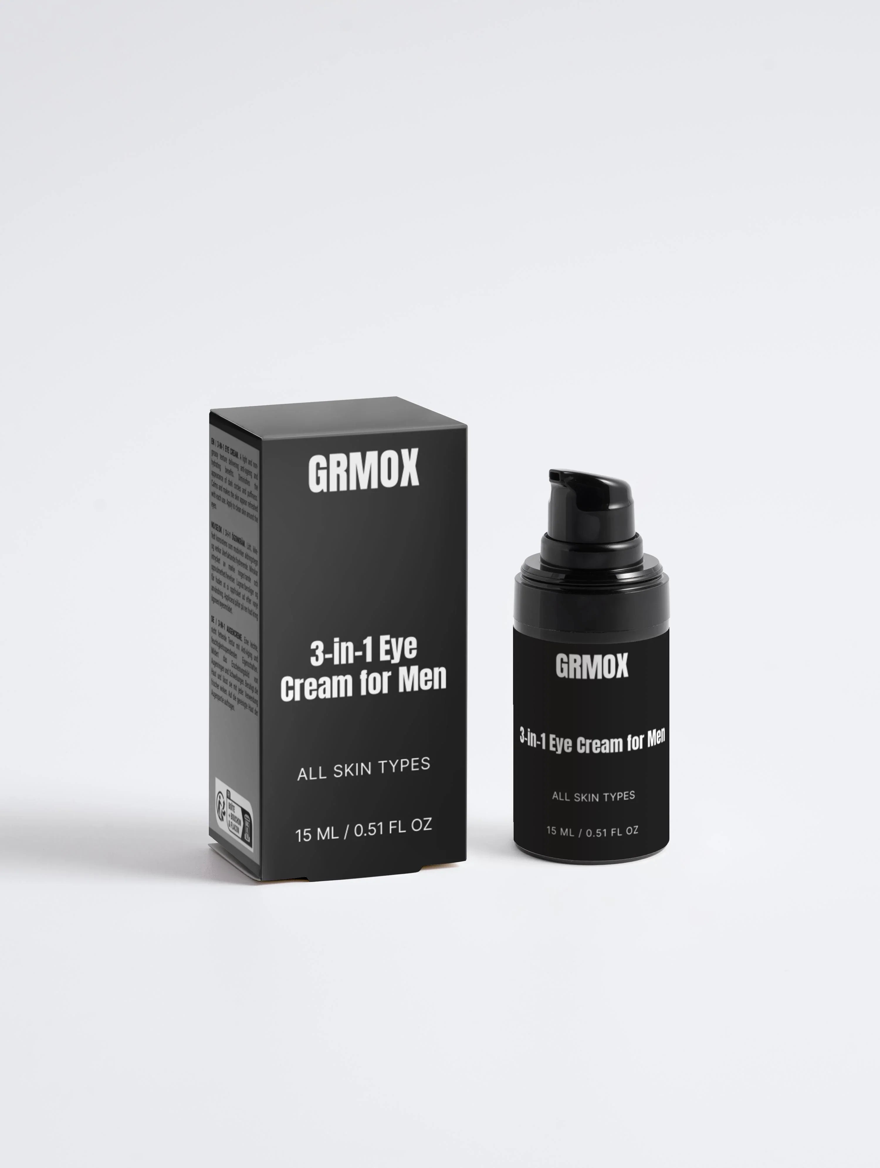 GRMOX 3-in-1 Eye Cream for Men, all skin types, 15ml black bottle and box