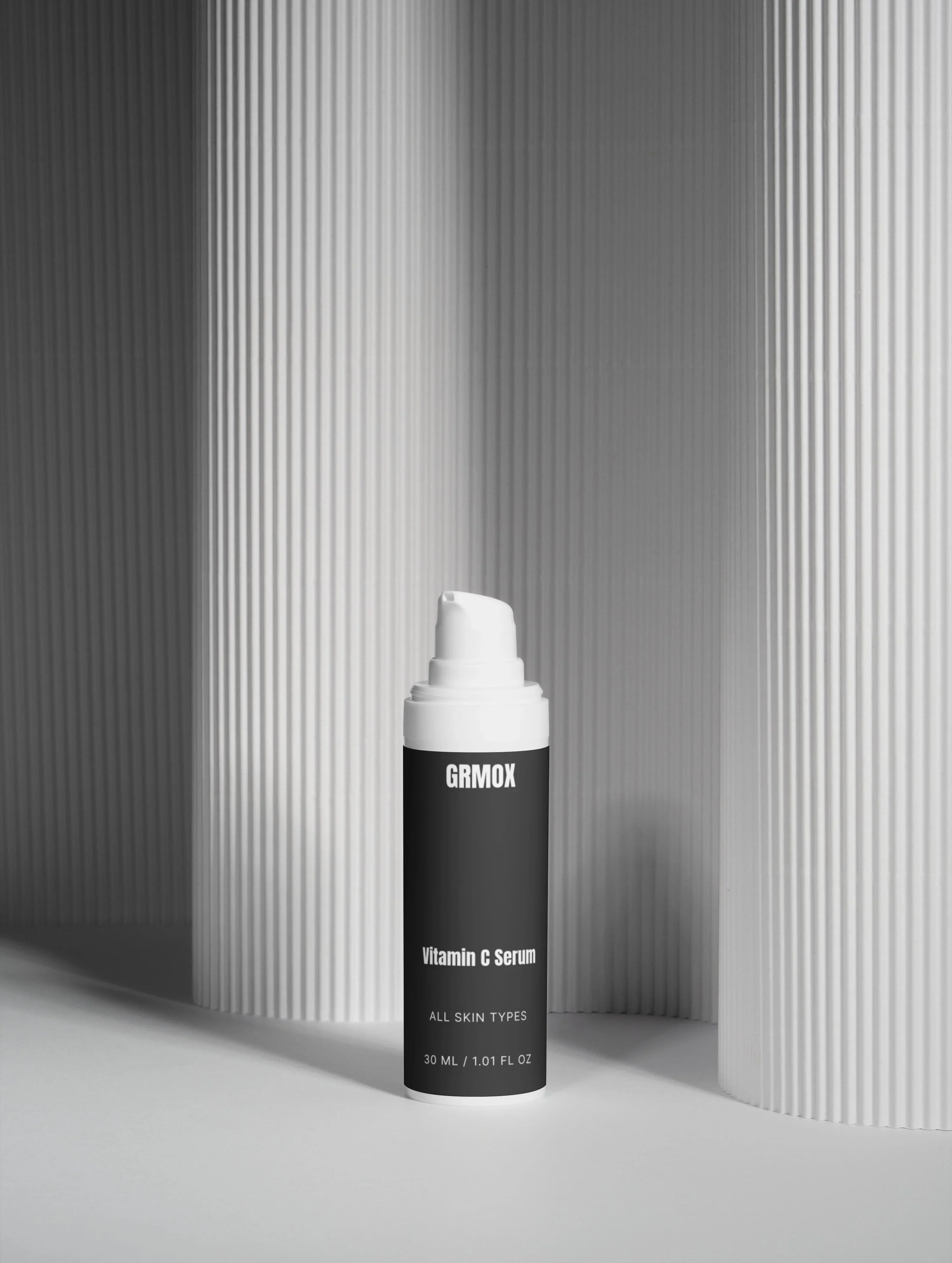 GRMOX Vitamin C Serum for all skin types, 30ml bottle with pump, minimalist design