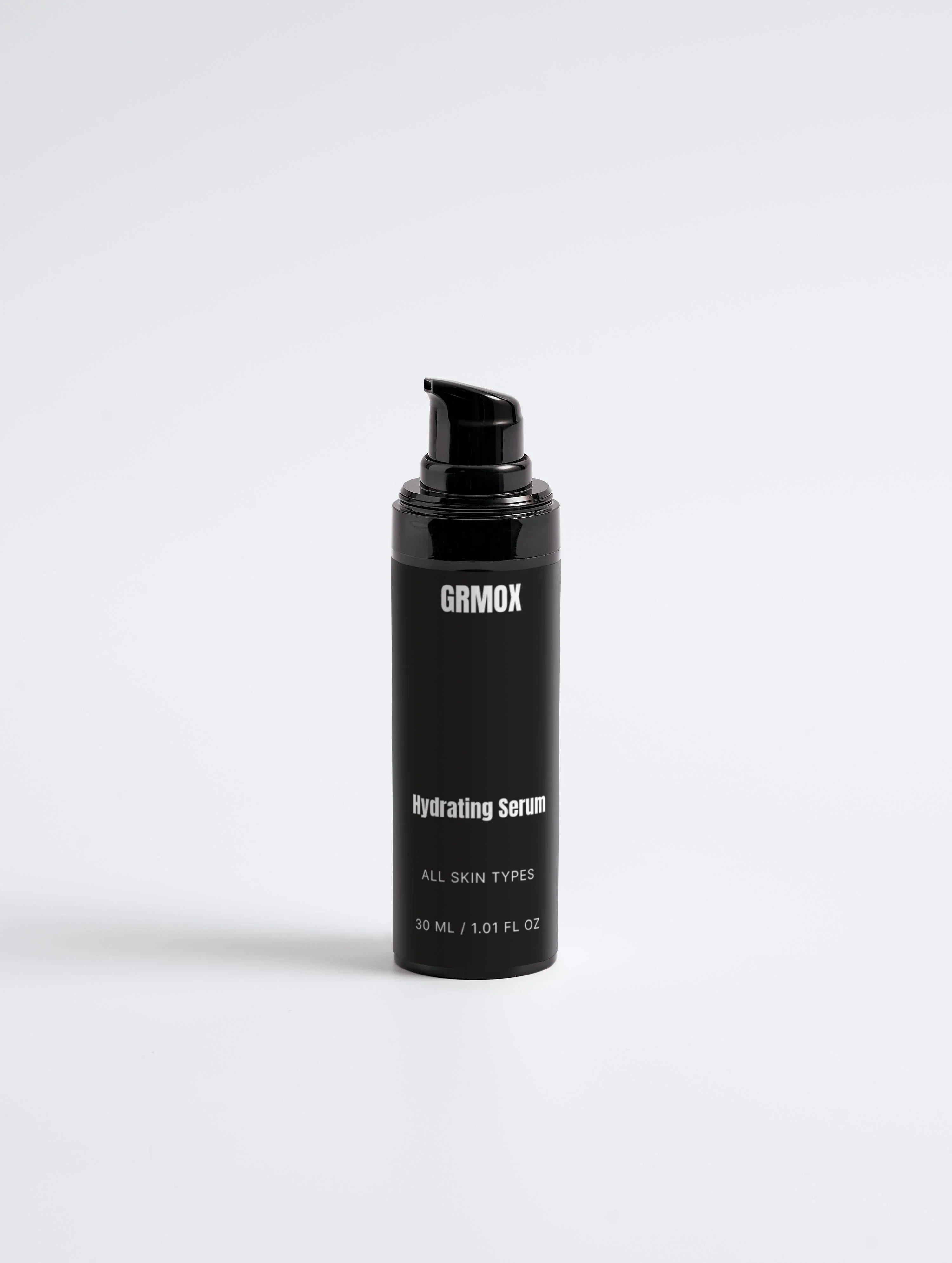 GRMOX Hydrating Serum for all skin types, 30ml black bottle with pump dispenser