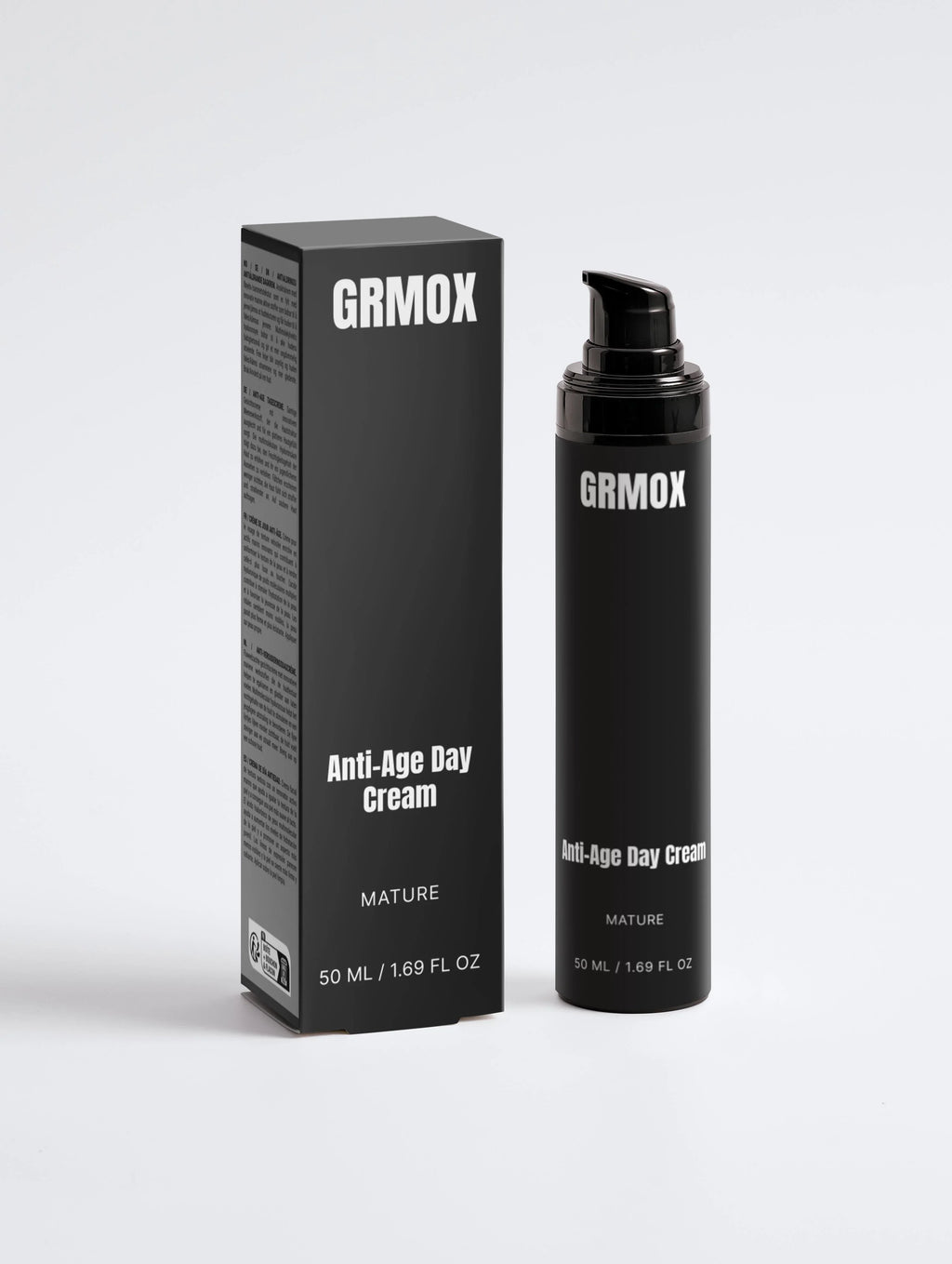 GRMOX Anti-Age Day Cream for mature skin, 50ml black bottle and box, anti-aging face moisturizer